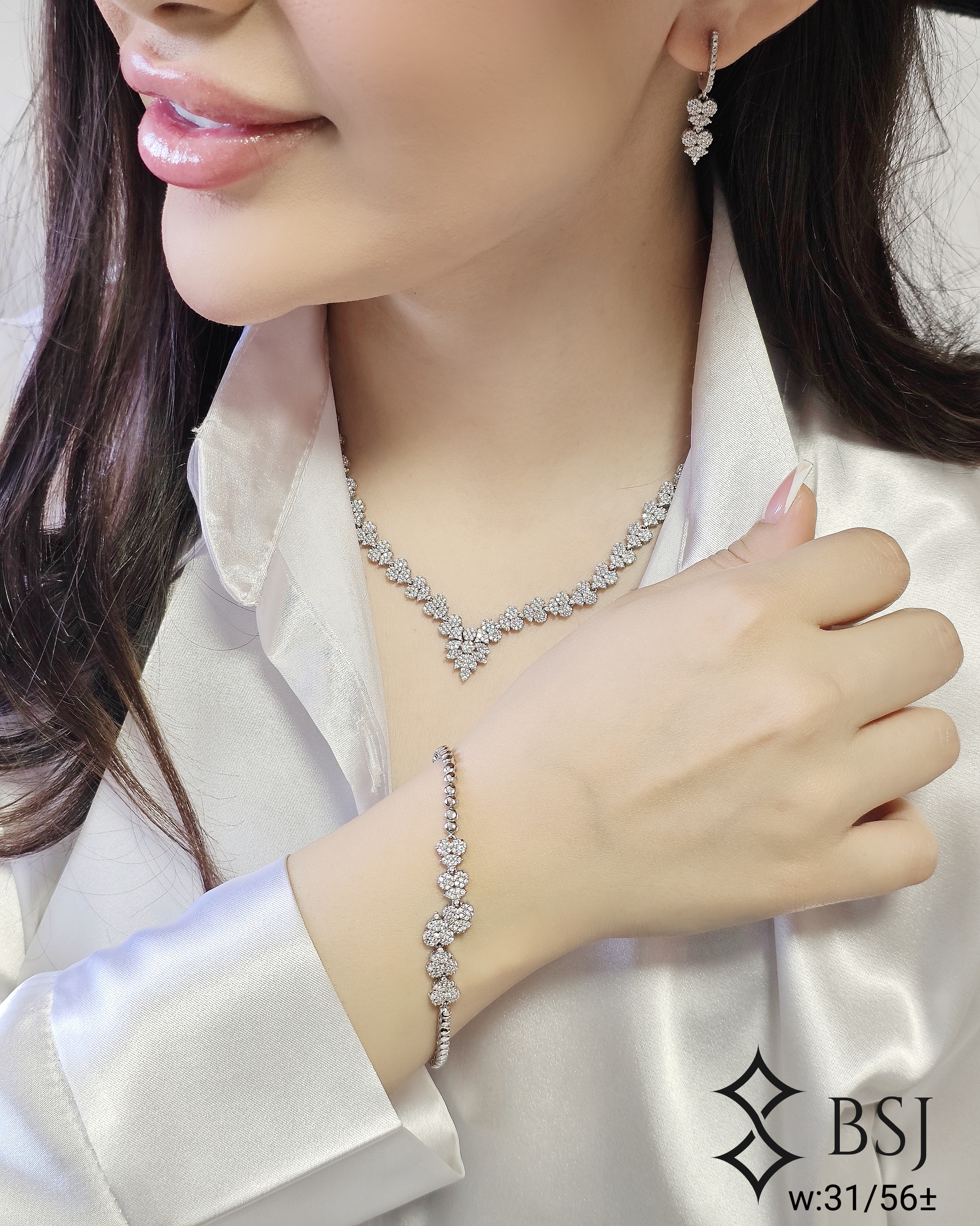 خرید سرویس نقره GT176 | طرح فلاور با نگین برلیان | مناسب عروسی و زنانه | قیمت مناسب | کپی طلا