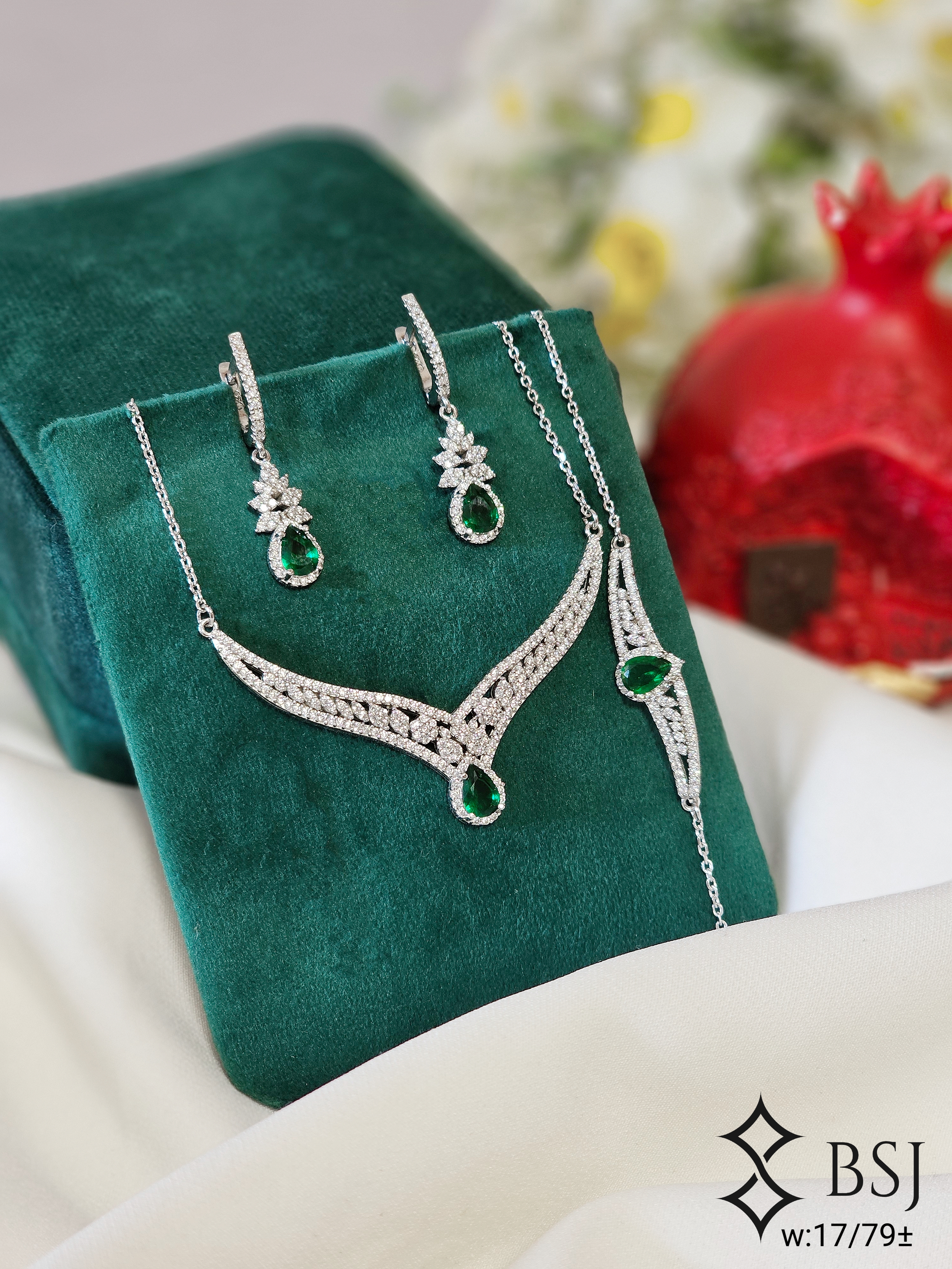 سرویس نقره GT164 نگین برلیان و مارکیز | شیک زنانه و مناسب عروس