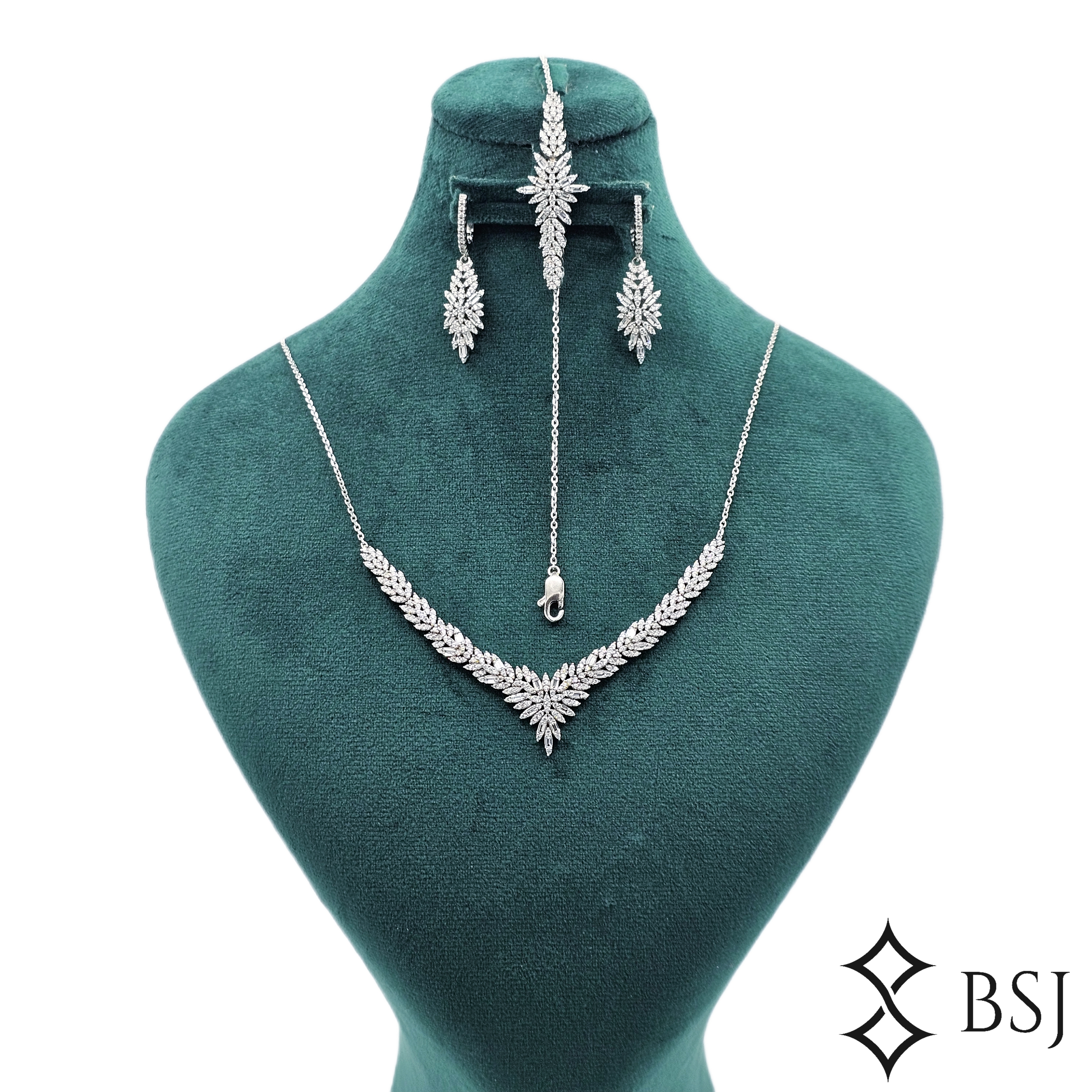 سرویس نقره GT157 نگین برلیان و مارکیز | شیک زنانه و مناسب عروس