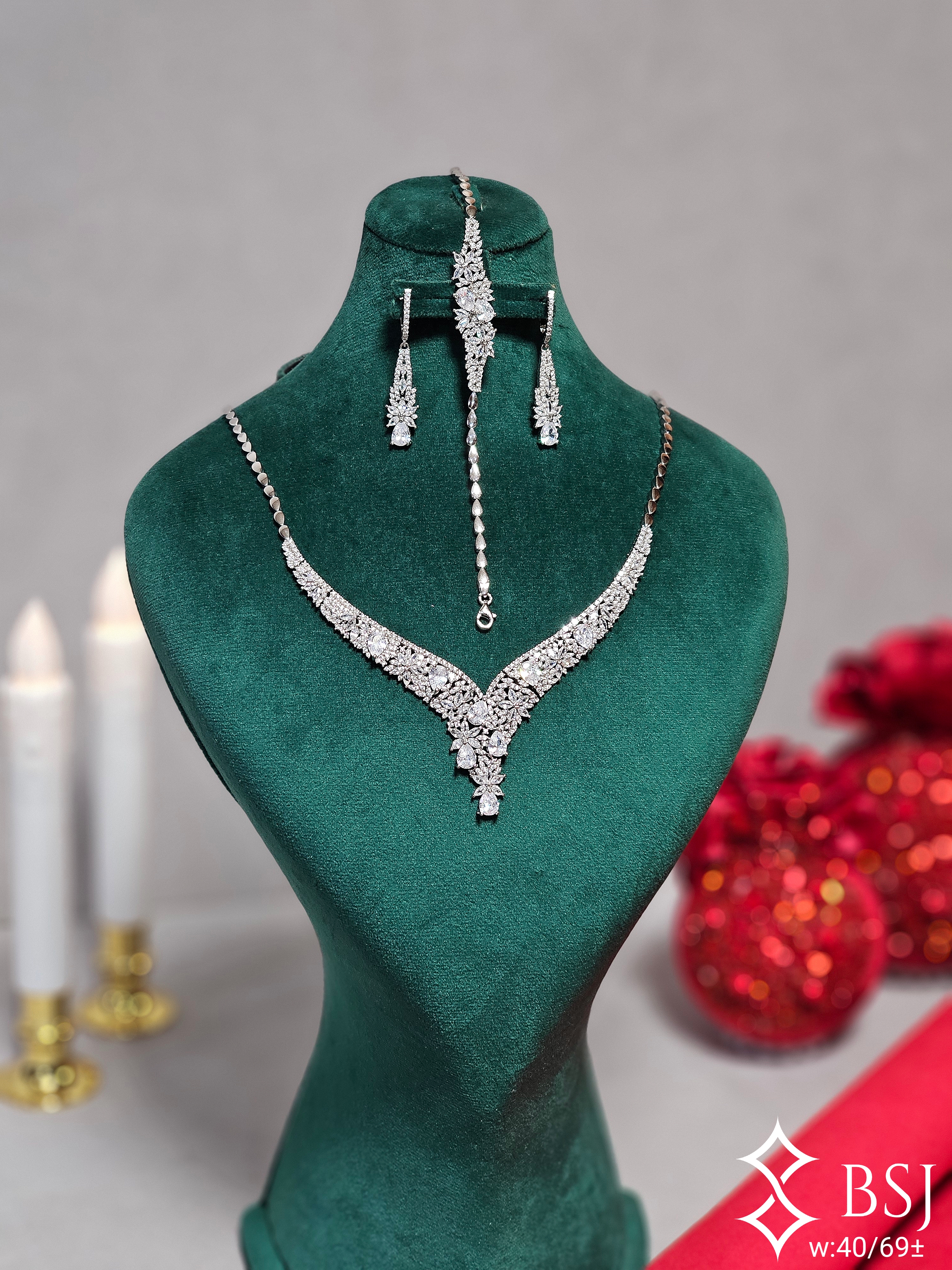 سرویس نقره GT169 نگین برلیان و مارکیز | شیک زنانه و مناسب عروس