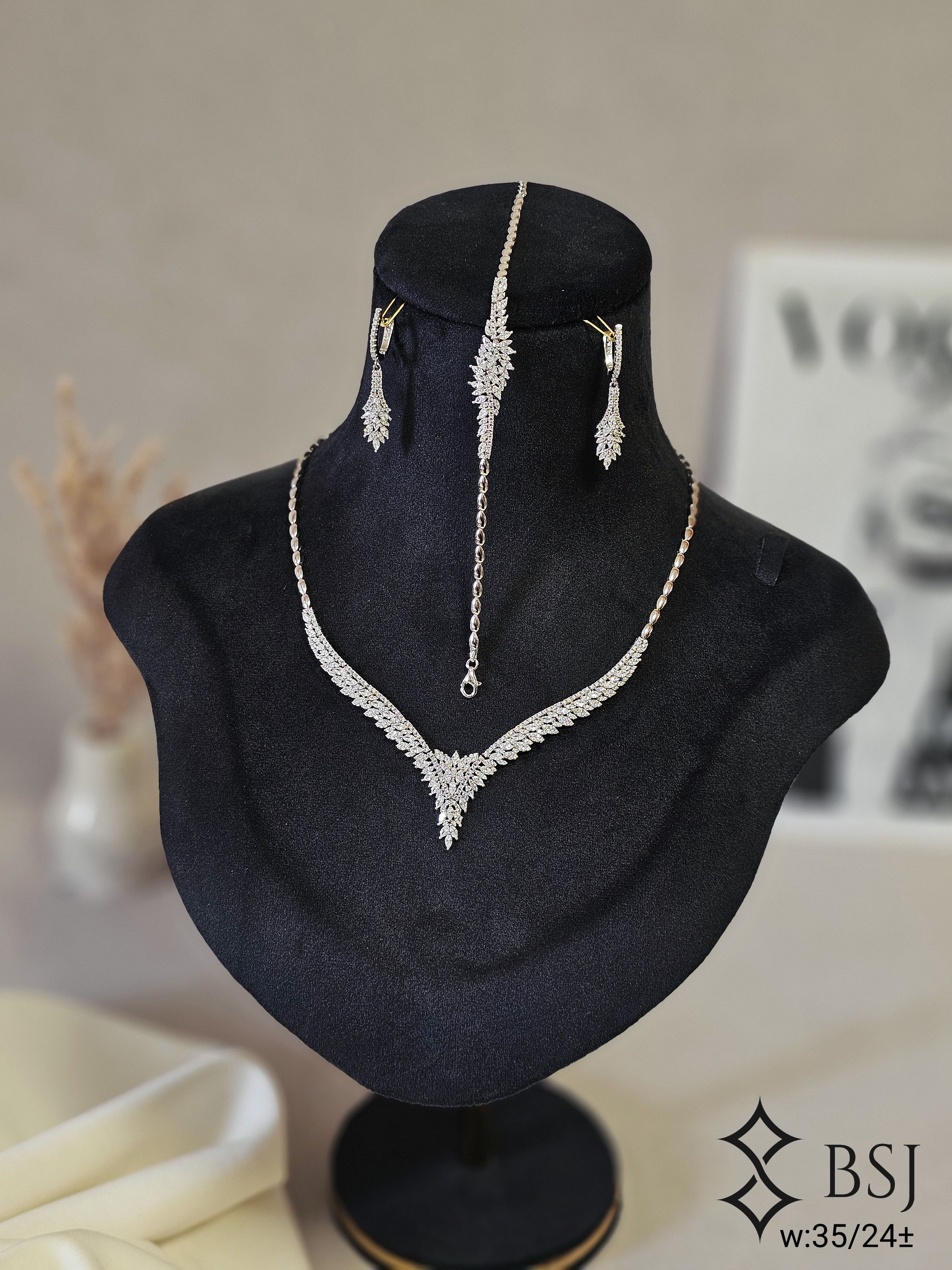 سرویس نقره GT151 با نگین برلیان و مارکیز | شیک زنانه و مناسب عروس